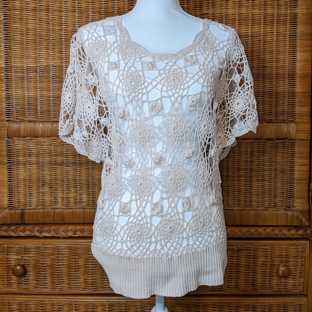 Kenar Knit Crochet Boho Top MEDIUM